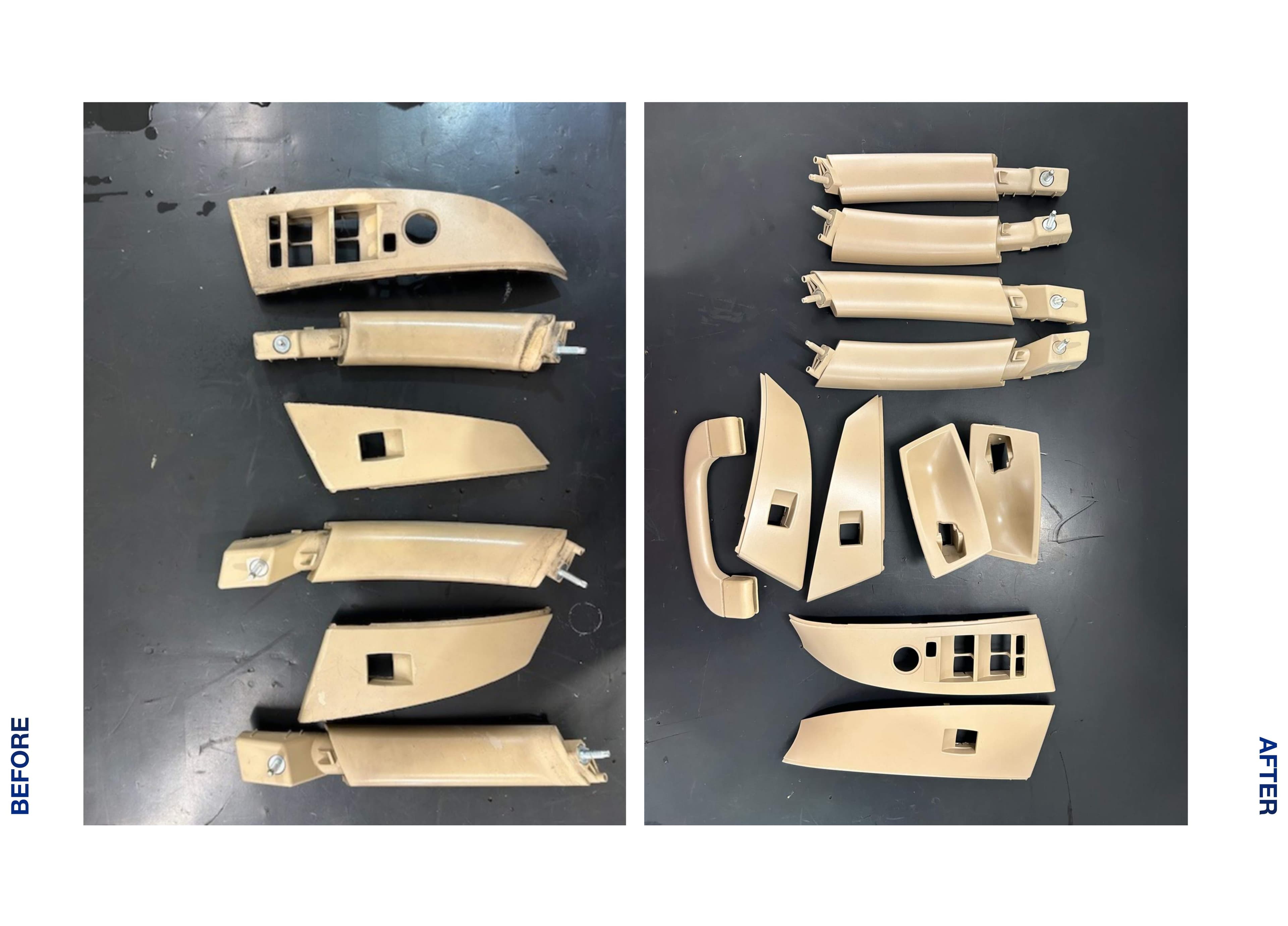 Before and after door panel restoration